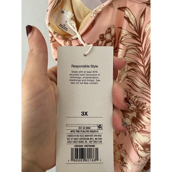 Agua Bendita Womens Romantic Floral Flutter Sleeve One Piece Swimsuit 3X - Picture 7 of 10